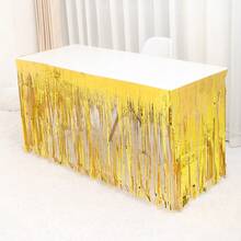 1 Stück 75*183cm geeignet für kleinen Esstisch Tischdecke, Einweg Aluminiumfolie Girlande Tischrock, geeignet für Geburtstags-Party, Hochzeit, Weihnachts Tischdekoration, Fröhliche Weihnachten