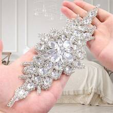 Premium Handmade Crystal Rhinestone Applique, Multi-Color Crystal Glass Diamond Bridal Sash, Hot Melt Diamond Sticker, Wedding Decoration, Bridal Accessories, DIY Craft Supplies