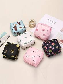 1 Pc Super Cute Portable Cartoon Female Sanitary Napkin Storage Bag, Ladies And Girls Menstrual Sanitary Napkin Bag, Large Capacity Storage Sanitary Napkin For Coins, Cosmetics, Tissues And Other Small Items, Suitable For Ladies Business Travel, Travel, Students Back To School