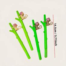 10/20 piezas Bolígrafos de gel suaves con diseño de mono trepando a un árbol, tinta negra de 0.5mm, para estudiantes, suministros de papelería (color y patrón aleatorios)