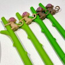 10/20 piezas Bolígrafos de gel suaves con diseño de mono trepando a un árbol, tinta negra de 0.5mm, para estudiantes, suministros de papelería (color y patrón aleatorios)