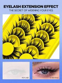 6 Pairs Wet Manga Lashes: Anime False Eyelashes With Wet Look, Wispy & Natural A Doe-Eye Effect, Reusable Makeup - Đen 3 - Xem 11