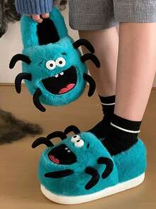 Dép đi trong nhà họa tiết nhện Halloween dành cho nữ, đế dày mềm mại chống trượt màu xanh lam, thoải mái cho mùa xuân, thu và đông - Màu xanh lam - Xem 2