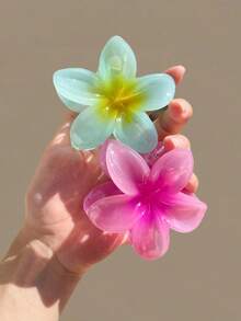 6pcs/1pc 7.3cm/2.87in White, Yellow, Pink, Blue, Purple, Orange Beach Hibiscus Flower Shaped Random Mixed Color Lightweight Plastic Hair Clips, Fashion Versatile High-End Elegant Simple Solid Color Hair Claws, Suitable For Daily Outing, Casual, Party, Commute, Beach Holiday, Ponytail, Bun, Face Washing, Makeup, Outfit Accessory Winter Hair Clutch Elegant Claw Clips Women Hair Accessories - Multicolor - View 20