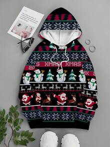 Sudadera con capucha de manga larga con estampado novedoso en 3D de Navidad para hombres, sudadera con capucha de otoño/invierno para hombres con cordón y bolsillos - Multicolor - Ver 3
