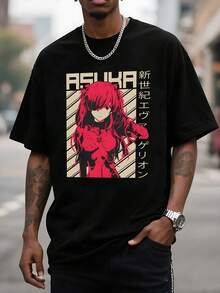 Camiseta para hombre con estampado gráfico inspirado en anime, diseño único, ajuste cómodo, estilo informal, tela de alta calidad, arte llamativo, impresión duradera, ¡perfecta para fanáticos del anime! - Negro - Ver 1