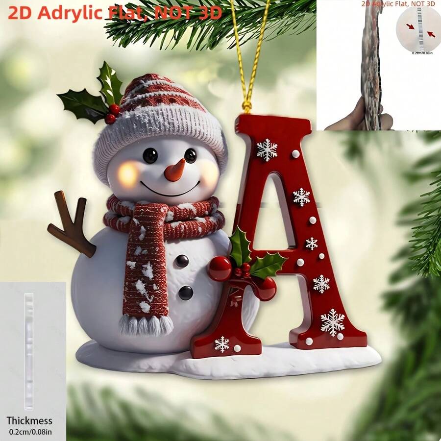 Christmas Tree Shaped Snowman Enamel Pendant - A-Z Letters - Ideal Decoration For Christmas, Valentine's Day And Thanksgiving | Multi-Functional Keychain And Backpack Charm, No Battery Required, 2D Flat Design, Suitable For All Seasons - Multicolor - View 1