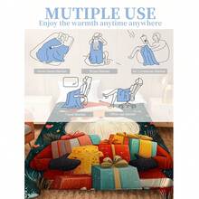 1 pieza Manta de franela suave de Navidad - Estampado digital de Papá Noel y regalos, manta para sofá/cama/oficina/viaje para todas las estaciones, decoración navideña moderna, diseño de temporada invernal, lavable a máquina, durable y ligera, regalo de Navidad ideal, decoración temática navideña, tela ligera, funda decorativa, para entusiastas de la decoración del hogar, manta decorativa navideña