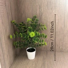 3pcs Artificial Green Plants In White Pots - Realistic Indoor Home Decor, Suitable For Desks, Shelves Or Entryways - Great Housewarming And Holiday Gifts (Christmas, Halloween, Easter, Valentine's Day, St. Patrick's Day, Mother's Day), Shelf Decor | Realistic Pine Tree Bonsai | Plastic Bonsai Tree, Perfect For Thanksgiving - Green - View 4
