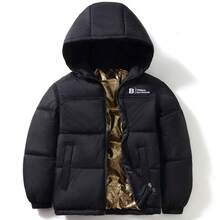 Nueva chaqueta acolchada para niños, cálida y a prueba de viento, serie negro y dorado, abrigo parka de otoño/invierno para niños y niñas