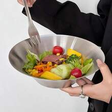 Złota, jednowarstwowa miska na zimny makaron/sałatkę ze stali nierdzewnej, w stylu koreańskim