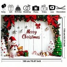 2D Fondo de tela plano de Navidad, 1 pieza de árbol de Navidad, muñeco de nieve, patrón de pared blanca, decoración de fiesta de Navidad, tela de fondo para cabina fotográfica, adecuada para decoración de fondo de fiesta interior - Tela de poliéster duradera, adecuada para decoración de pared navideña, pancarta de Feliz Navidad