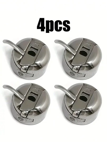 Set Of 4 Or 1 Sewing Machine Bobbin Cases - Universal Silver Grey Bobbins For Domestic Sewing Machines - Durable DIY Needlework Sewing Accessories