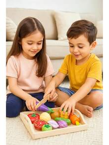 Happy Toys Juguete, Didactico, Infantil, Madera, Charola de Verduras, Juego de Cocina, Juego de AIimentación Estilo Montessori - 1 - Ver 7
