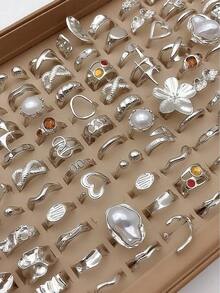 102 Pieces Of Various Various Randomly Sent Random Shipping Box Gift Girls Surprise Box Fashionable Women's Earring Jewelry Set  -Lovely Simple Style, Zinc Alloy Earrings With Faux Pearl And Artificial Rhinestones, Daily And Party Wear Earrings-(No Box)