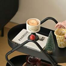 Mesa auxiliar con forma de árbol de Navidad de lujo, estantería de doble capa, mesa auxiliar pequeña y móvil, verde y negro, decoración del hogar, sala de estar, mesa lateral del sofá, mesita de noche, mesa de balcón, mini mesa de té con estantes dobles