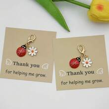1pc Ladybug Keychain With "Thank You For Helping Me Grow" Motivational Message, Encouragement Gift, Cute Friendship Gift, Valentine's Day Decor, Back To School Gift - 1 - View 5