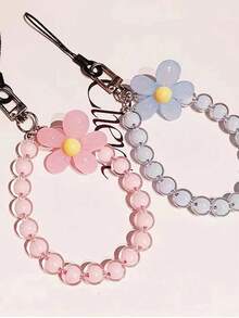 Pink Mobile Phone Lanyard, Korean Pearl Flower Decoration, Key Chain Key Chain Bag Pendant Bag Pendant Bag Ornaments Chain Bag Hanging Ornaments, Suitable For Mobile Phones, Bags, Key Chains, Etc. Suitable For Girls, Women, College Students, New Employees, White-Collar Women Gift Accessories Decoration. Car Pendants, Women'S Key Chains, Key Pendants,