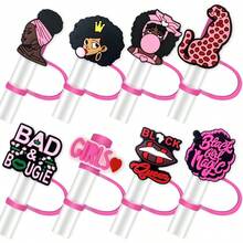 8Pcs Girls Straw Toppers For Tumbles 10mm Straw Cover Caps Compatible With 3040 Oz Tumbler With Handle Drinking Straw Covers Cap For Tumbles Cups Accessories In Pink For And Teens