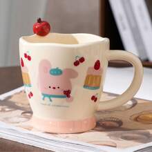 1 pezzo Tazza in ceramica con orsetto e mela, tazza da ufficio accattivante, tazza da caffè/colazione carina e resistente al calore