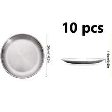 1-4-6-10-Piece Stainless Steel Dinner Plates, 6.6In 7.8In10.2In Round Kitchen Metal Dish Plates, Rust-Proof Camping Serving Plates For BBQ, Snack, Salad, Appetizer, Fruit,Cook