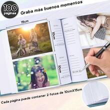 TUQI Album de Fotos,Álbum con Cubierta de Lino, Capacidad para 200 Fotos de 10.5x15.5cm,Álbumes de Páginas,Regalo de Aniversario para parejas, bodas, familia (Negro) - Negro - Ver 8