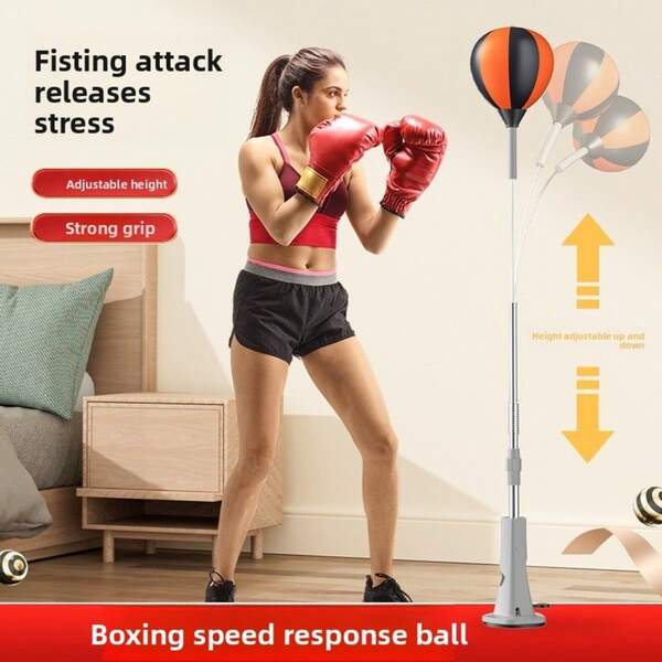 1pc Adjustable Boxing Speed Ball, Adjustable Boxing Bounces, Quick-Rotation Knobs And Dual Heights - Home Gym Boxing System! With Spring, Strong Suction Cup Base, No Battery Required - Perfect For Boxing And Fitness Training, Home Workouts, Boxing Training Equipment. Adjustable Height Bag. Spring Mechanism, Boxing Equipment,The Style Will Be Randomly Dispatched