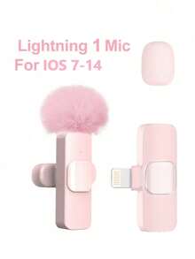 Pink Wireless Lavalier Microphone Mini Portable 2.4GHz Dual Lavalier Microphone Plug And Play Lavalier Microphone With Automatic Noise Cancellation And 60Mah Rechargeable Battery Suitable For Video Recording Live Broadcasting, Interviews