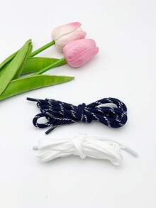 New Lacing Style Colorblock Shoelaces, White Flat Laces + Multi-Color Dotted Woven Shoelaces For Basketball Shoes, Canvas Shoes, Sneakers, Unisex