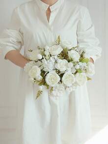 1 pieza/3 piezas Rosas artificiales, Hortensias, Ramos de flores mixtas de Peonías, Decoración de boda y novia, Materiales DIY para coronas, Fiesta de cumpleaños, Decoración del hogar, Jarrón, Jardín al aire libre, Regalo de Otoño y Año Nuevo