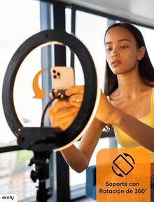 Aro Luz LED 10 Pulgadas Tripie 1m a 2m Celular Cámara Iluminación Profesional 3 Modos 10 Niveles Brillo - Tricolor - Ver 12