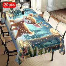 1/20 pièces Nappes de Noël, Cadeaux de Noël de luxe et colorés, Nappes avec motifs mignons de rennes et de sapins de Noël, Décoration d'ambiance de Noël, Convient pour le style de Noël, Convient pour une utilisation intérieure et extérieure, Décoration de table de cuisine et de salle à manger, Cadeaux pour la famille et les amis