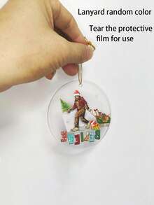 3pcs/1 Piece, 8cm/3.2 Inches Round Acrylic Christmas Tree Decoration, Christmas Gorilla Gift, Christmas Hanging Gift, Christmas Decoration Supplies, Home Decoration, Holiday Decoration, Room Decoration, Christmas(Lanyuan Comes With) - Multicolor - View 8
