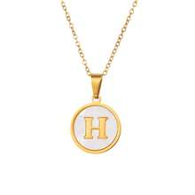 1 件优雅不锈钢字母吊坠项链，26 个字母可选，圆形字母吊坠项链，防水锁骨链，适合女性日常佩戴 - 圓形 - 查看 27