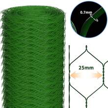 Sechskantgeflecht 6-Eck 25m - 50cm hoch - Gartenzaun Maschendraht - Maschenweite 25mm Drahtgitter Zaun - PVC-beschichtetes Grün Gartenzaun