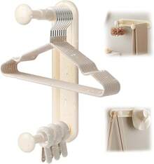 NUOWEI Organizador De Perchas, Organizador Ganchos de Ropa Retráctil Ajustable, Perchero De Almacenamiento Es Adecuado Para Dormitorios, Baños, Aseos, Balcones Para Guardar Toallas, Perchas, Etc - Crema Blanco - Ver 10