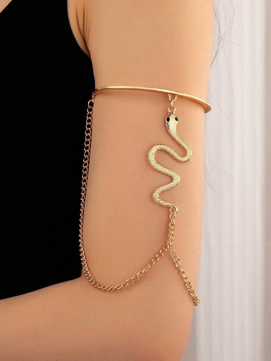 1pc 2025 Fashionable European & American Snake Arm Chain Jewelry, Vintage Chic Versatile Body Chain Bracelet, Everyday Wear & Holiday Gift