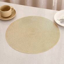 6/8 piezas de manteles redondos para hoteles y restaurantes, manteles de PVC antideslizantes e impermeables, manteles aislantes de calor en colores dorado y plateado, lavables, protegen la superficie de la mesa, adecuados para bodas, Navidad, fiestas, mesas de comedor familiares y decoraciones festivas.