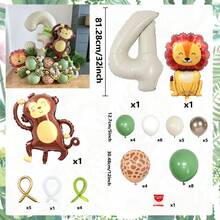 Digital Animal Balloon Column, 0-9 Jungle Wildlife Park Birthday Balloons, Suitable For Animal Balloon Decoration, Happy Birthday, Parties, Weddings, Birthday Party Decoration, Halloween, Christmas, Valentine's Day Decoration