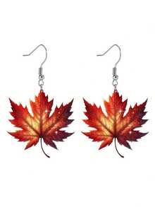 1 Pair Of Thanksgiving Maple Leaf Earrings Creativecartoon Acrylic Pendant Fashionable Andpersonalized Earrings