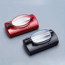 1 Pair Of Anti-Blue Light Reading Glasses With Folding Case - Suitable For IPad, Smartphones, E-Books Computer Glasses - Oval Lenses, Red/Blue Tint - Lightweight And Portable, Suitable For Office, Travel, Home Use - Compatible With Magnification Levels From +1.00 To +400.00 - Unisex, Tech Accessories, Fashionable Design, Small And Compact - 紅色的 - 查看 9