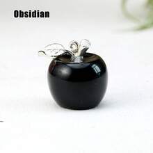 1 件迷你天然玫瑰石英水晶东陵石苹果雕刻疗愈宝石圣诞装饰品家居礼物