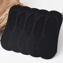 5 Pairs Of Men's Breathable Invisible Boat Socks - Non-Slip, No Heel Drop, Moisture-Wicking, Lightweight With Arch Support And Cushioning Insoles, Pure Black And White Suitable For Spring And Summer, Casual And Formal Wear - Comfortable Wear All Day