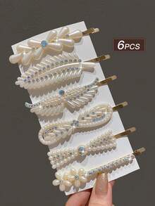 6/12/18 Stück Damen Stil, modisch und elegant, süß, funkelnd, mit Strass und Kunstperlen, Schmetterling und Blumen Formen, Multi Version Haarklammern Set, geeignet für Alltag und Party, Damen Haarzubehör, empfohlene Geschenke, Haarklammern, Haarspangen, Haarclips, Haarspangen, Kopfschmuck - Verschiedenfarbig - Übersicht 14