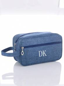 1pc Customized Men's Handbag, Travel Storage Bag, Double-Layer Handbag, Large Capacity Handbag, Embossed Name Handbag, Canvas Material, Fashion Versatile, Unisex Handbag, Suitable For Travel, Business