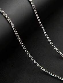 3mm Men's Cuban Chain Necklace Simple Stainless Steel Necklace Fashion Titanium Steel Jewelry Accessories Gift