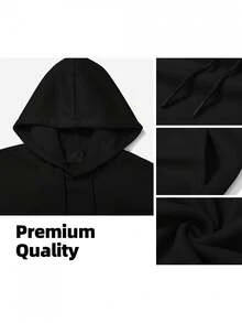Men Plus Size   Men Casual Hoodie With Stylish Paris Print  Pocket Long Sleeve Ideal For Fall And Winter Perfect Gift Casual Winter WearSleek Pullover  Pocket Hoodie   Big Men Size L-3XL 4XL 5XL - màu đen - Xem 5