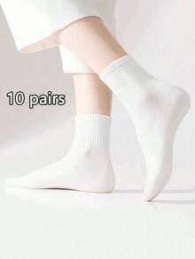 1 Pair/5 Pairs/10 Pairs/20 Pairs Unisex Solid Black And White Ankle Socks With Vertical Stripe Trim, Suitable For All Seasons, Moisture-Wicking And Breathable - Multicolor - View 10