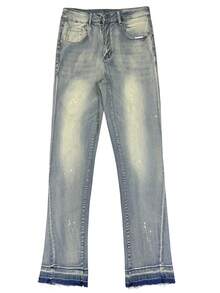Quần jeans nam dáng suông, nhẹ, chất liệu nhẹ, kiểu dáng công sở thường ngày, có cúc cài phía trước, kiểu dáng thoải mái, thích hợp cho mọi mùa. - Màu xanh Bạc hà - Xem 2