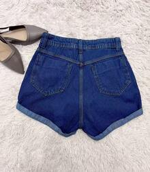 The Lemon 9041 Women's Denim Shorts Youth Natural Shorts 9041 - 深色水洗藍 - 查看 2